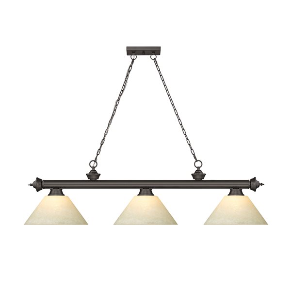 Z-Lite Cordon Bronze 3-Light Marbleized Pool Table Lighting