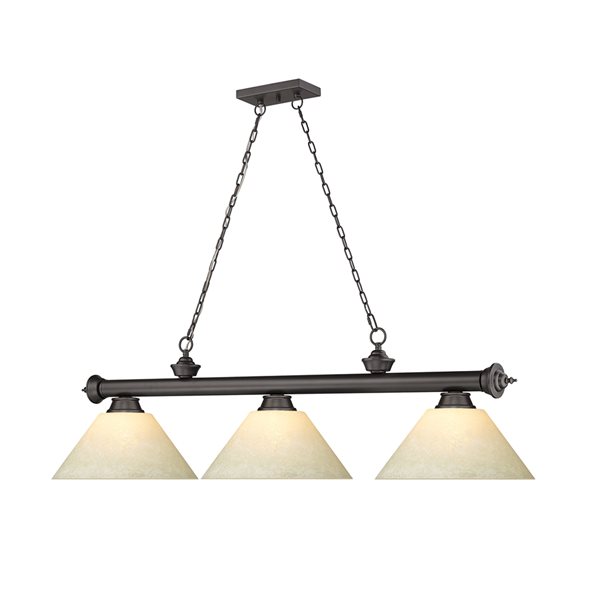Z-Lite Cordon Bronze 3-Light Marbleized Pool Table Lighting