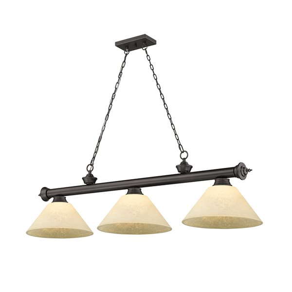 Z-Lite Cordon Bronze 3-Light Marbleized Pool Table Lighting