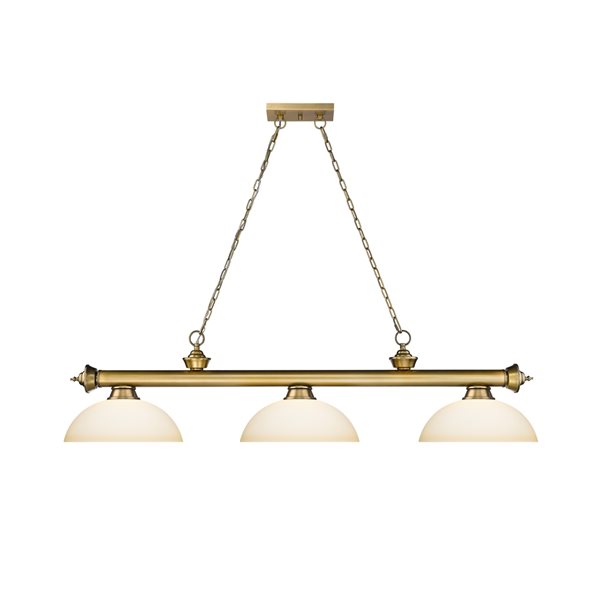 Z-Lite Cordon Rubbed Brass 3-Light Frosted Pool Table Lighting