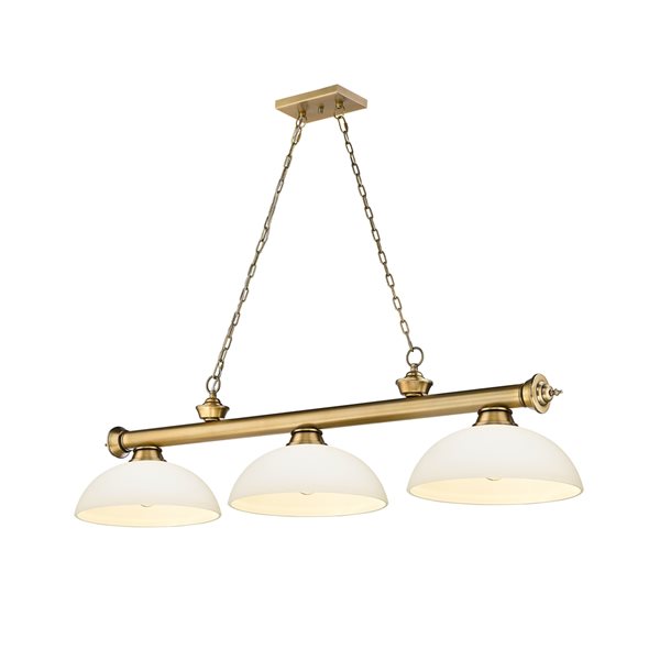 Z-Lite Cordon Rubbed Brass 3-Light Frosted Pool Table Lighting