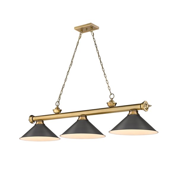 Z-Lite Cordon Rubbed Brass 3-Light Metal Pool Table Lighting