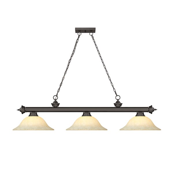 Z-Lite Cordon Bronze 3-Light Marbleized Pool Table Lighting