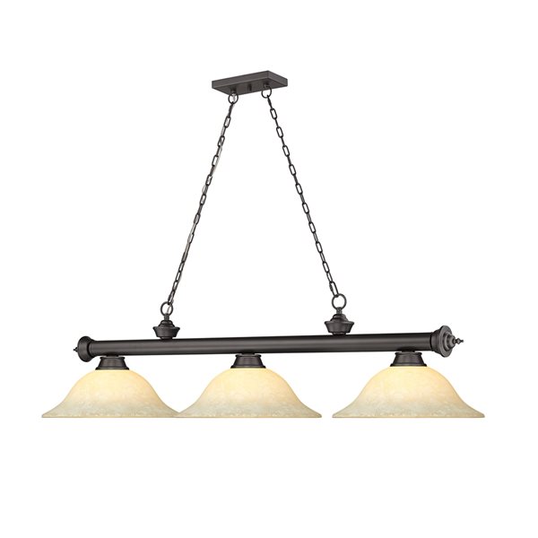 Z-Lite Cordon Bronze 3-Light Marbleized Pool Table Lighting