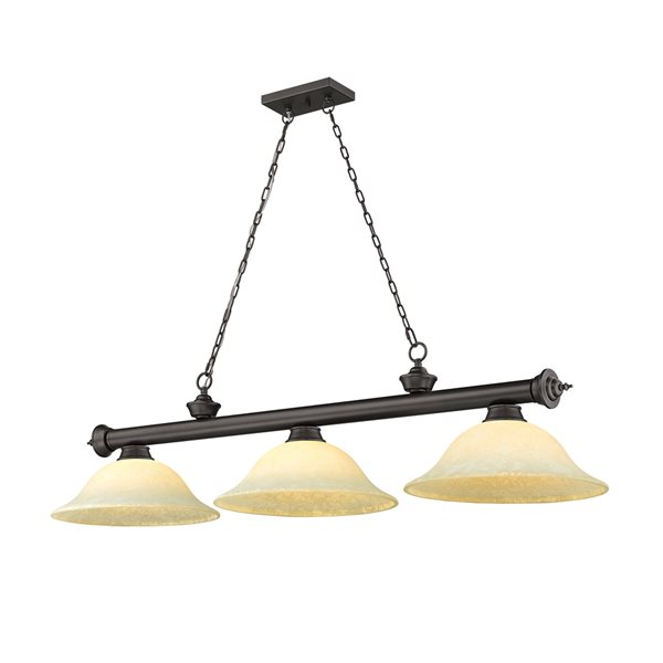 Z-Lite Cordon Bronze 3-Light Marbleized Pool Table Lighting