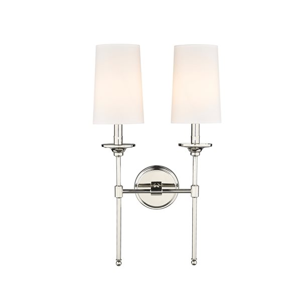 Z-lite Emily 13.75-in 2-light Polished Nickel Traditional Wall Sconce