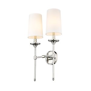 Z-lite Emily 13.75-in 2-light Polished Nickel Traditional Wall Sconce