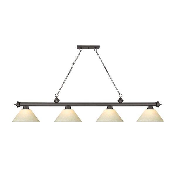 Z-Lite Cordon Bronze 4-Light Marbleized Pool Table Lighting