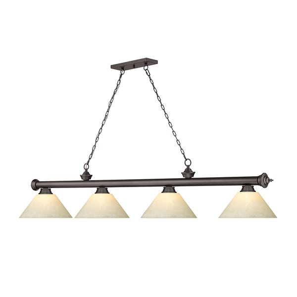 Z-Lite Cordon Bronze 4-Light Marbleized Pool Table Lighting