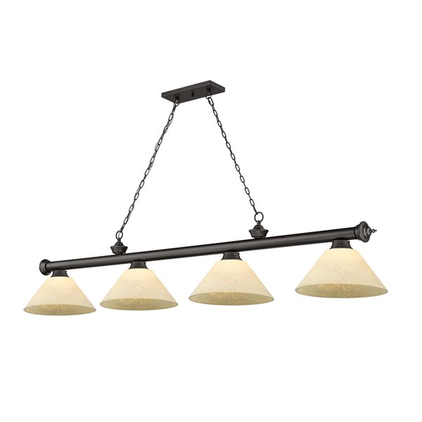 Z-Lite Cordon Bronze 4-Light Marbleized Pool Table Lighting