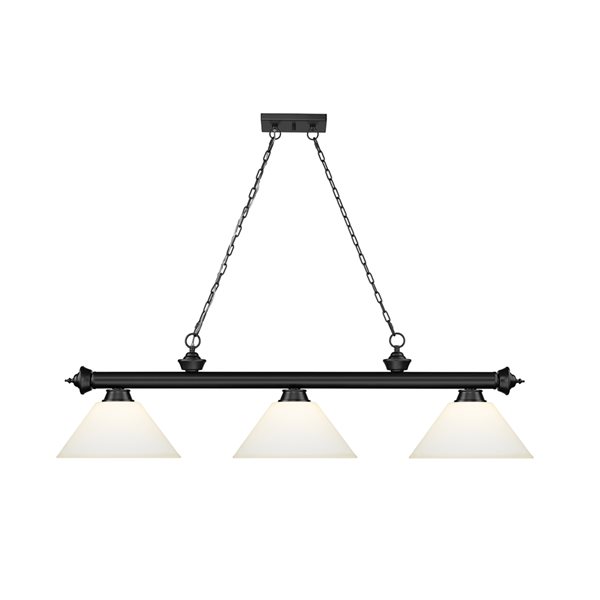 Z-Lite Cordon Matte Black 3-Light Frosted Pool Table Lighting