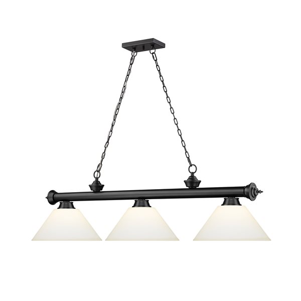 Z-Lite Cordon Matte Black 3-Light Frosted Pool Table Lighting