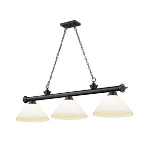 Z-Lite Cordon Matte Black 3-Light Frosted Pool Table Lighting