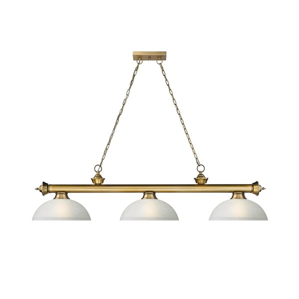 Z-Lite Cordon Rubbed Brass 3-Light White Pool Table Lighting