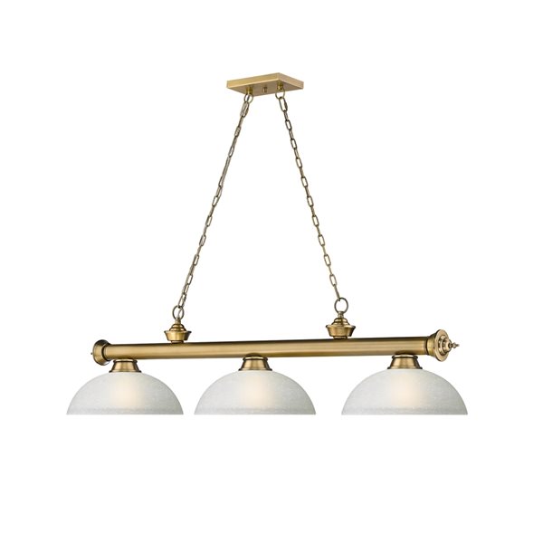 Z-Lite Cordon Rubbed Brass 3-Light White Pool Table Lighting