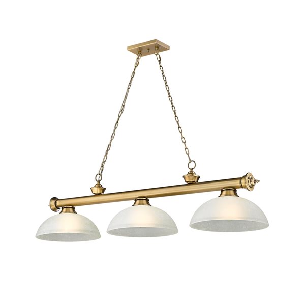 Z-Lite Cordon Rubbed Brass 3-Light White Pool Table Lighting