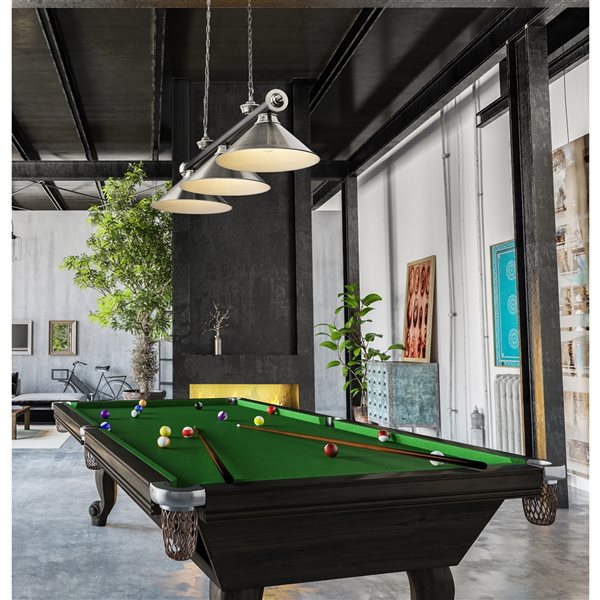 Z-Lite Cordon Matte Black and Brushed Nickel 3-Light Metal Pool Table Lighting