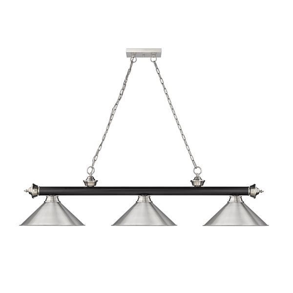 Z-Lite Cordon Matte Black and Brushed Nickel 3-Light Metal Pool Table Lighting