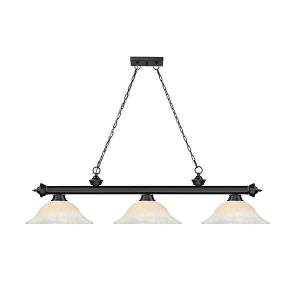 Z-Lite Cordon Matte Black 3-Light Marbleized Pool Table Lighting