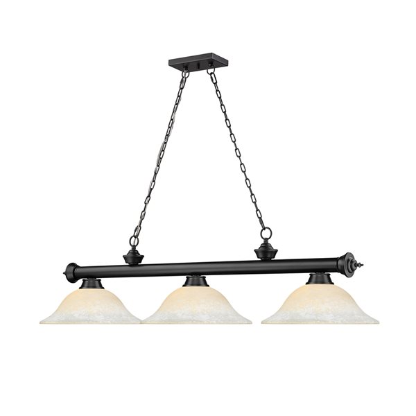 Z-Lite Cordon Matte Black 3-Light Marbleized Pool Table Lighting