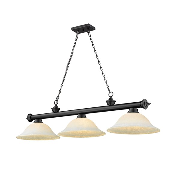 Z-Lite Cordon Matte Black 3-Light Marbleized Pool Table Lighting