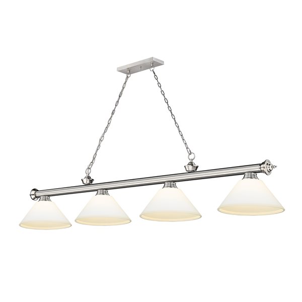 Z-Lite Cordon Brushed Nickel 4-Light Frosted Pool Table Lighting