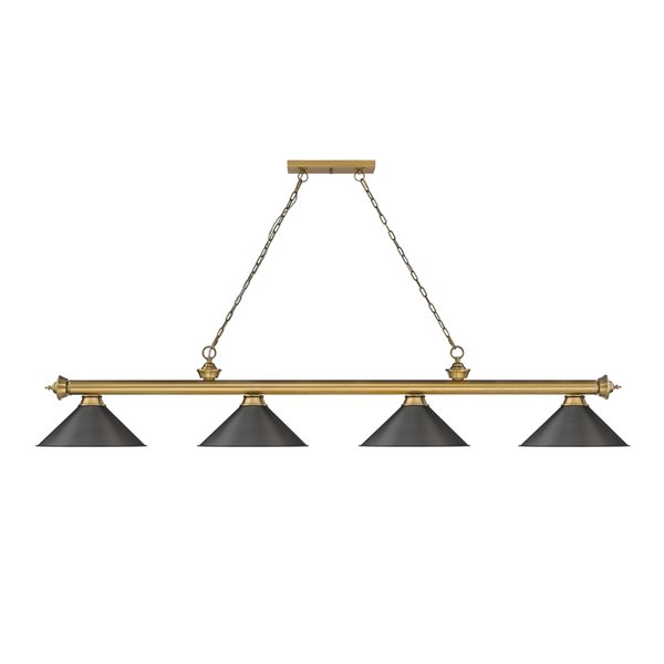 Z-Lite Cordon Rubbed Brass 4-Light Metal Pool Table Lighting