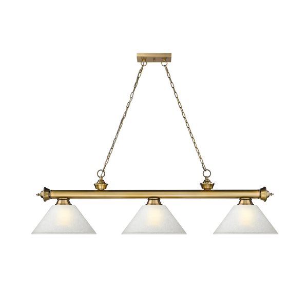Z-Lite Cordon Rubbed Brass 3-Light White Pool Table Lighting