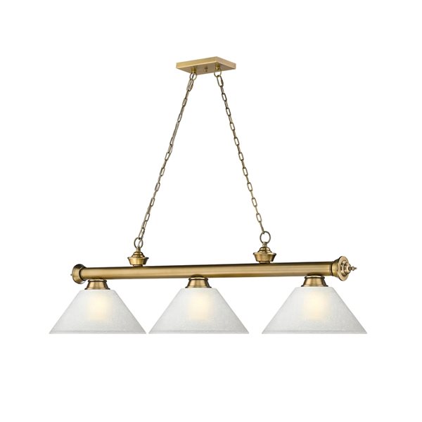 Z-Lite Cordon Rubbed Brass 3-Light White Pool Table Lighting