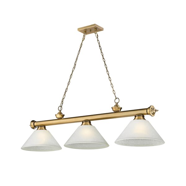 Z-Lite Cordon Rubbed Brass 3-Light White Pool Table Lighting