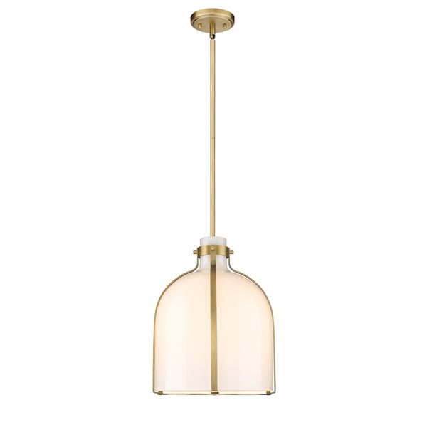 Z-Lite Pearson 12.25-in 1-Light Rubbed Brass Farmhouse Chandelier