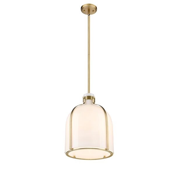 Z-Lite Pearson 12.25-in 1-Light Rubbed Brass Farmhouse Chandelier