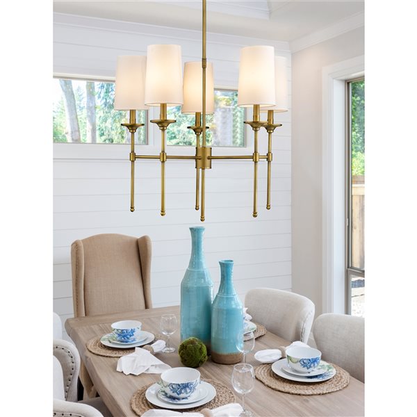 Z-Lite Emily 28-in 5-Light Rubbed Brass Traditional Chandelier