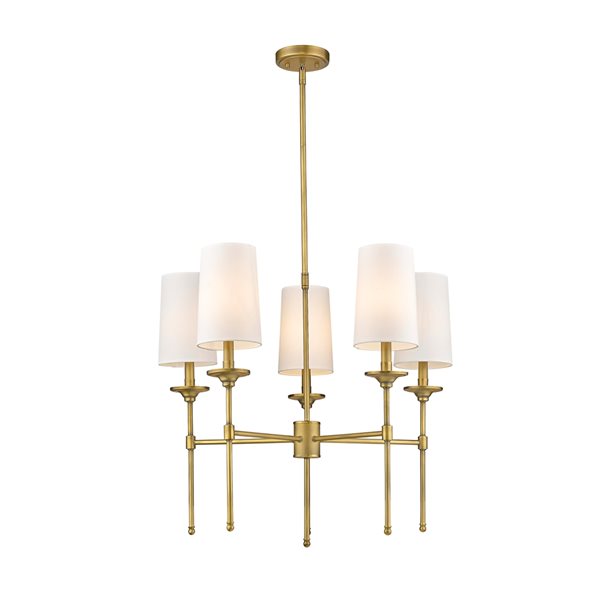 Z-Lite Emily 28-in 5-Light Rubbed Brass Traditional Chandelier