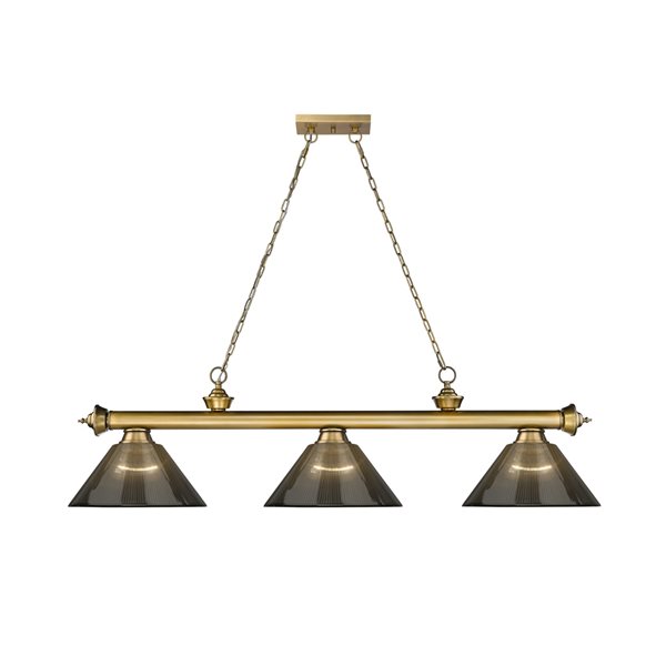 Z-Lite Cordon Rubbed Brass 3-Light PVC Pool Table Lighting