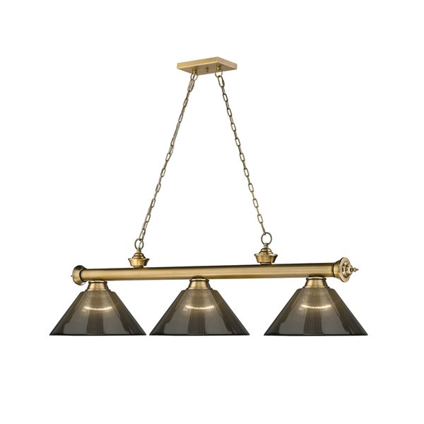 Z-Lite Cordon Rubbed Brass 3-Light PVC Pool Table Lighting