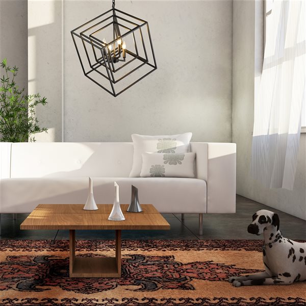 Z-Lite Euclid 4-Light Matte Black Contemporary Chandelier