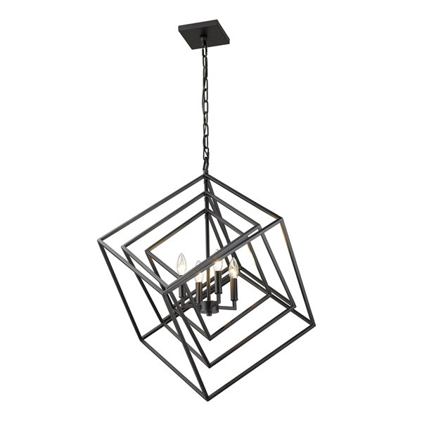 Z-Lite Euclid 4-Light Matte Black Contemporary Chandelier