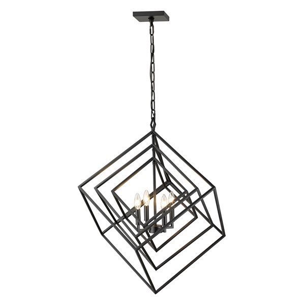 Z-Lite Euclid 4-Light Matte Black Contemporary Chandelier
