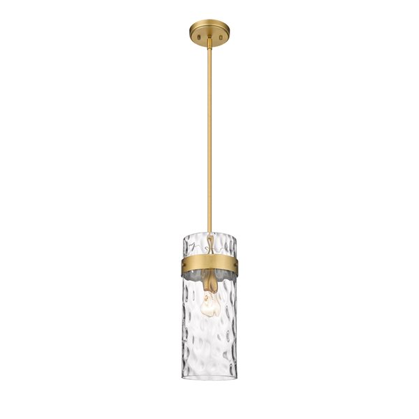 Z-lite Fontaine Rubbed Brass Transitional Clear Glass Cylinder Halogen Medium (10-22 Inches) Pendant Light