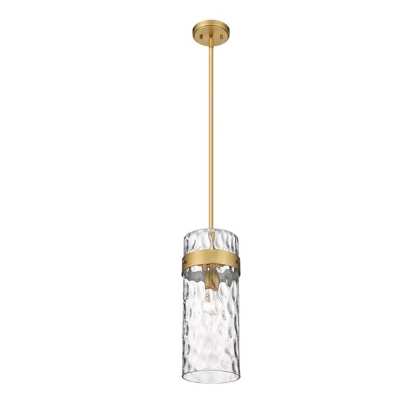 Z-lite Fontaine Rubbed Brass Transitional Clear Glass Cylinder Halogen Medium (10-22 Inches) Pendant Light