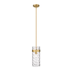 Z-lite Fontaine Rubbed Brass Transitional Clear Glass Cylinder Halogen Medium (10-22 Inches) Pendant Light