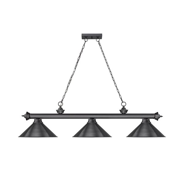 Z-Lite Cordon Bronze Plated 3-Light Metal Pool Table Lighting