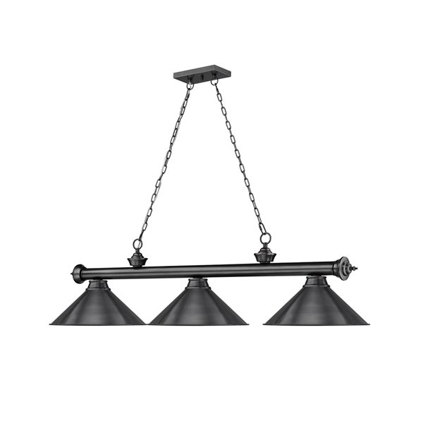 Z-Lite Cordon Bronze Plated 3-Light Metal Pool Table Lighting
