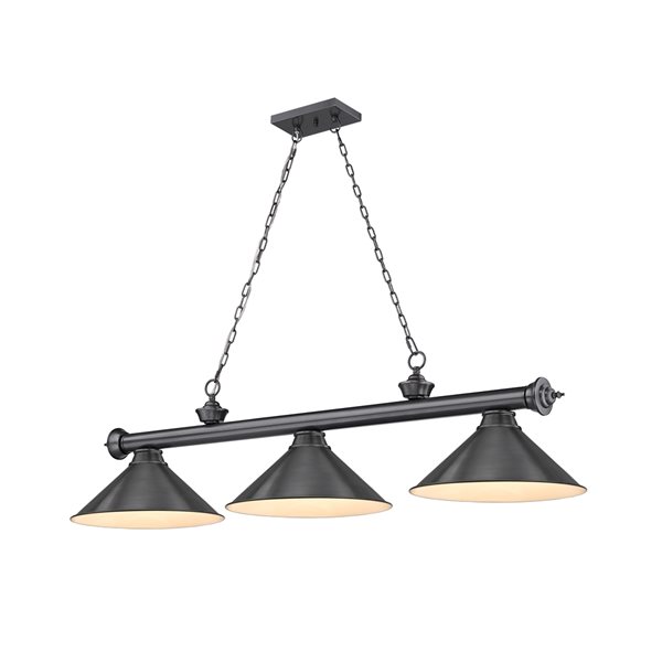 ZLite Cordon Bronze Plated 3Light Metal Pool Table Lighting 23063BP
