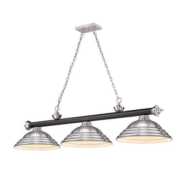 Z-Lite Cordon Matte Black and Brushed Nickel 3-Light Metal Pool Table ...