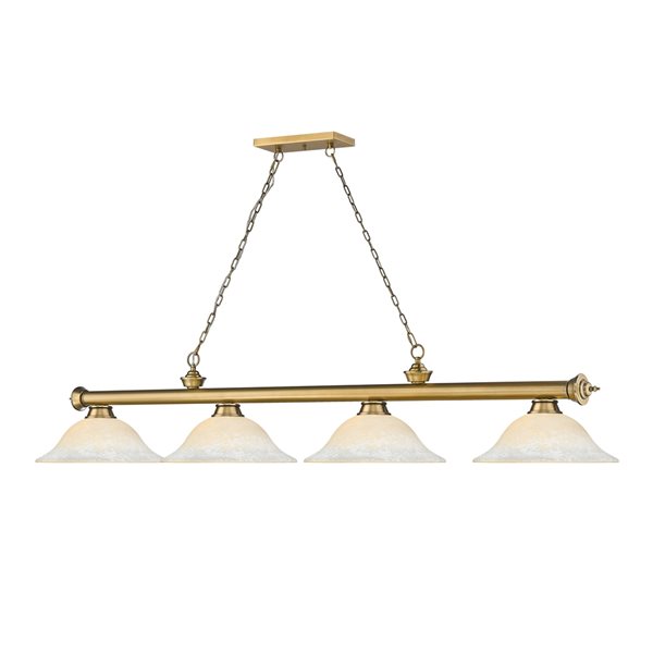 Z-Lite Cordon Rubbed Brass 4-Light Marbleized Pool Table Lighting