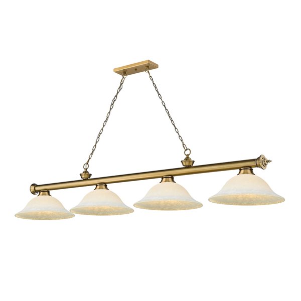 Z-Lite Cordon Rubbed Brass 4-Light Marbleized Pool Table Lighting