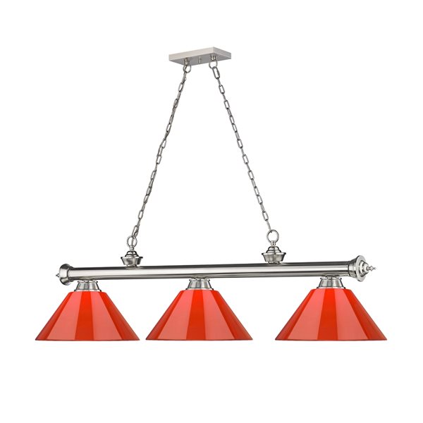 Z-Lite Cordon Brushed Nickel 3-Light PVC Pool Table Lighting