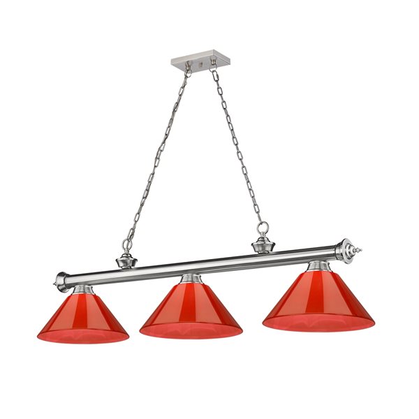 Z-Lite Cordon Brushed Nickel 3-Light PVC Pool Table Lighting